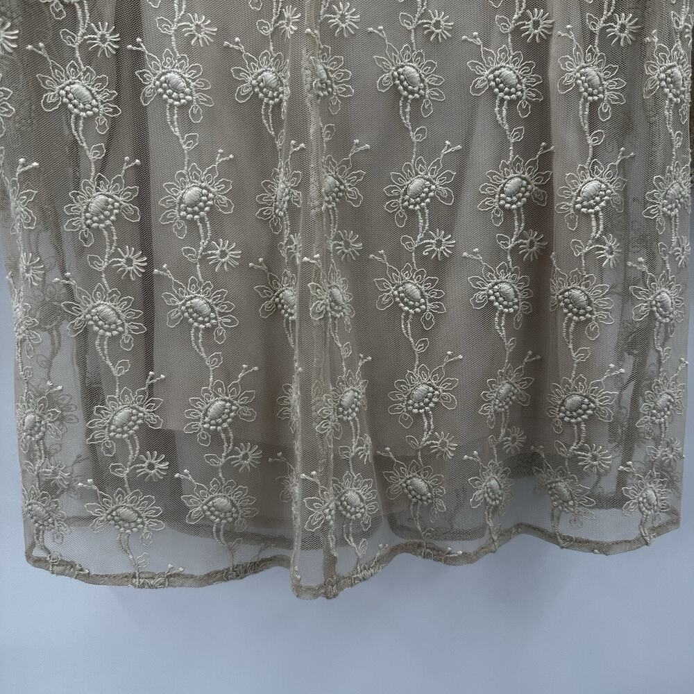 All Saints Top Womens 2 Beige Henrietta Lace Ruffle Blouse Embroidered Floral - Picture 7 of 13